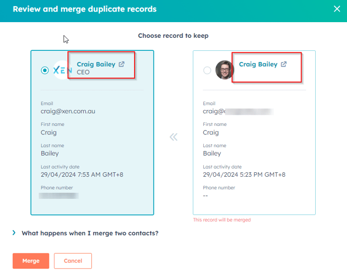 Review and Merge Duplicate Records