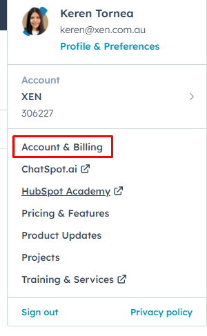 Account and billing