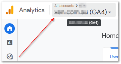 Click this dropdown to see your list of GA4 account