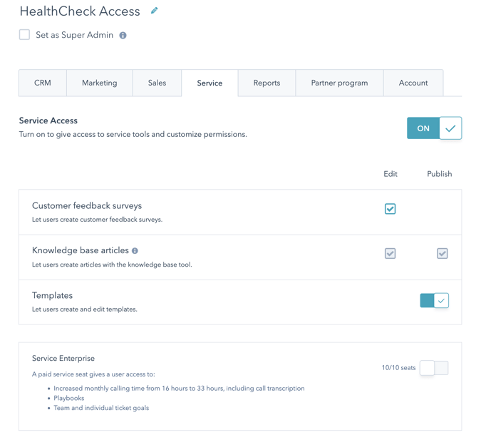HubSpot Permissions Service