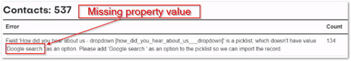 The most common error we notice is the missing property value