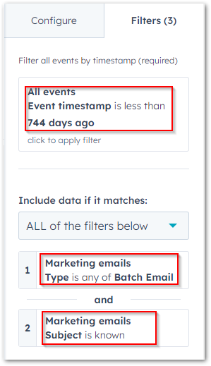 Navigate to Filters and update them where applicable