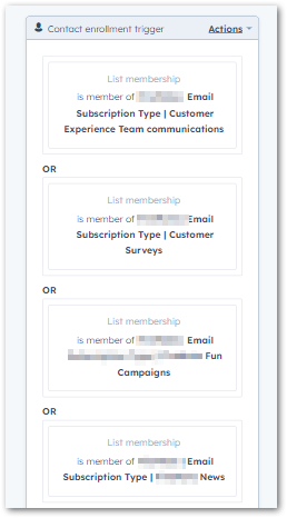 Enrolment trigger - static lists