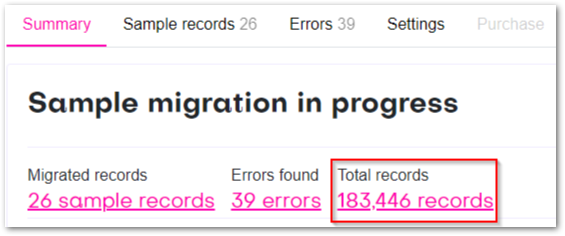 Import2 total number of records