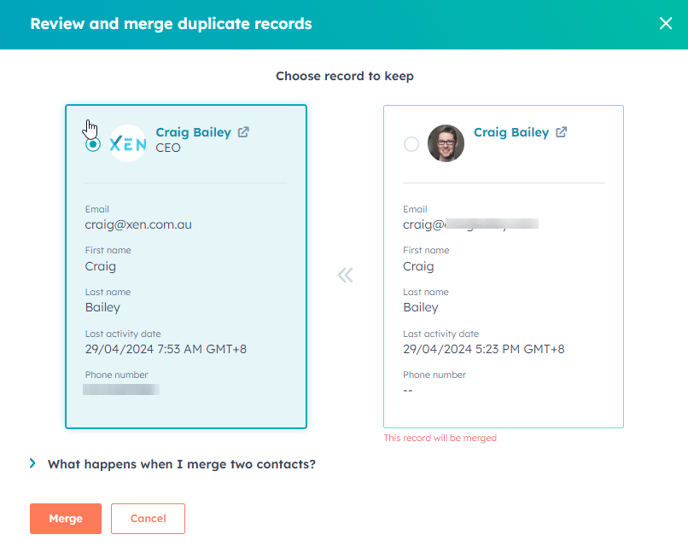 Manage Duplicate Contacts