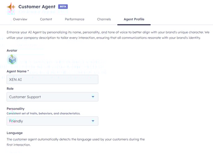 Customer Agent Profile AI HubSpot