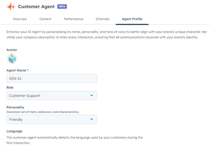 Customer Agent Profile AI HubSpot