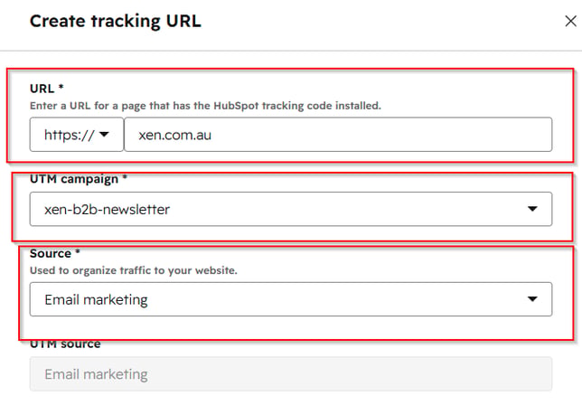 Create Tracking URL in HubSpot