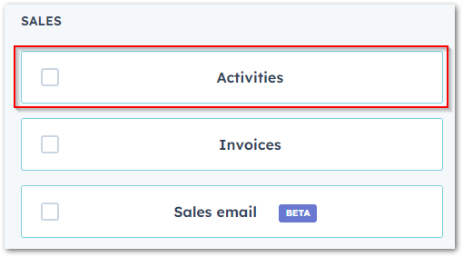  choose Activities in the Sales section 