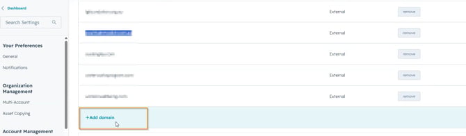 Add Domain in HubSpot