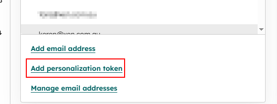Add Personalisation Token in HubSpot Email