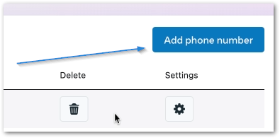 Add phone number by clicking this button on the upper right
