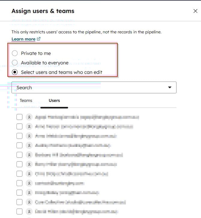 Assign Users and Teams
