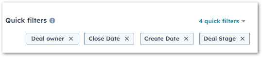 HubSpot association card quick filters