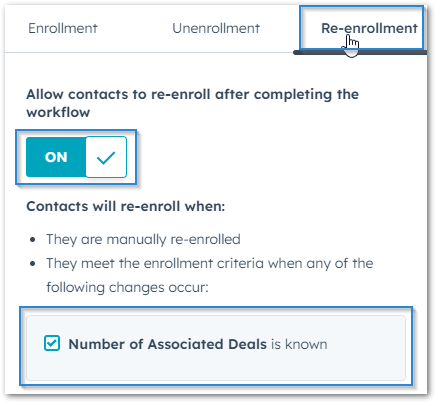 Apply labels - example enrolment and re-enrolment criteria for a contact-based Workflow