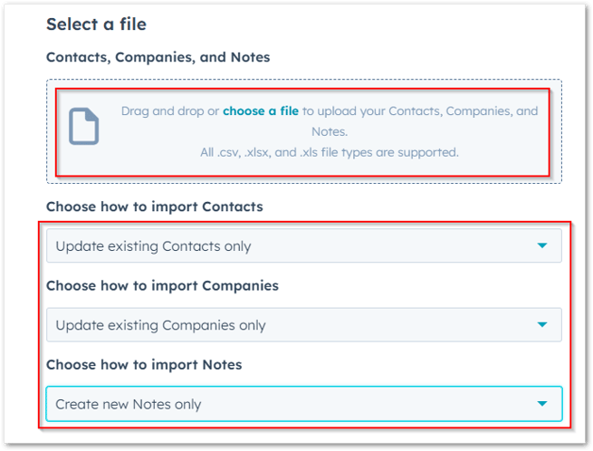 Choose the file and set up relevant settings