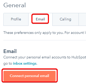  connect your personal email in HubSpot