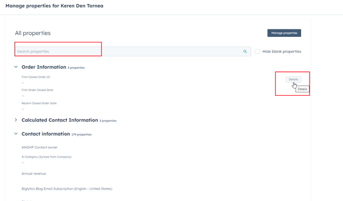 Contact Record All Properties