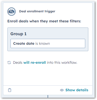 Deal create date as enrolment criteria