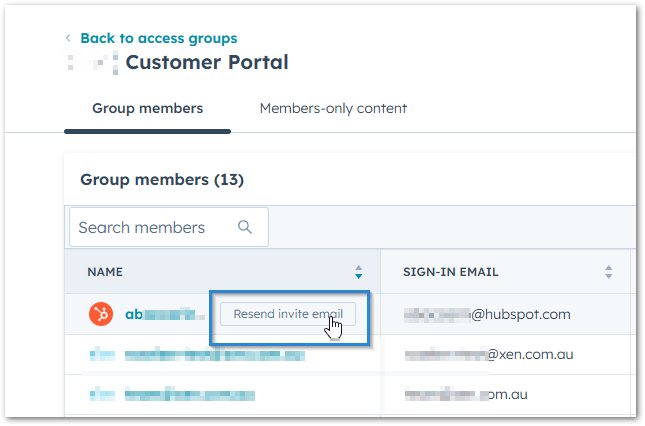 resend invite email - customer portal