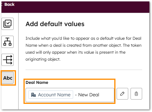 Personalisation Tokens on Deal Name Field - Create Deal Form HubSpot
