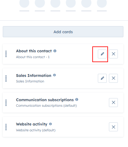 Edit contact cards