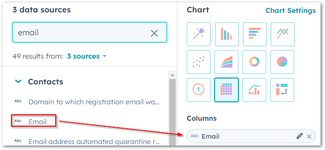 Drag the Email contact property