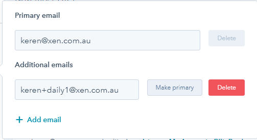 Primary and additional email address