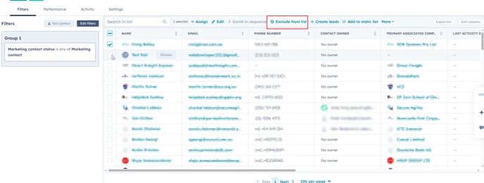 Exclude From List Option