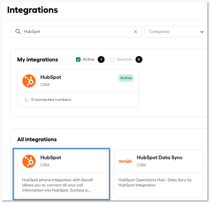 HubSpot and Aircall integration