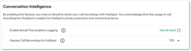 HubSpot Configuration in Aircall