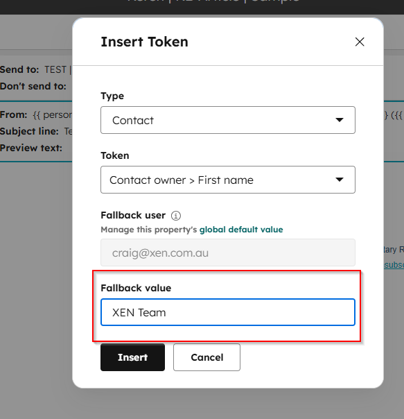 HubSpot Email Fallback Value