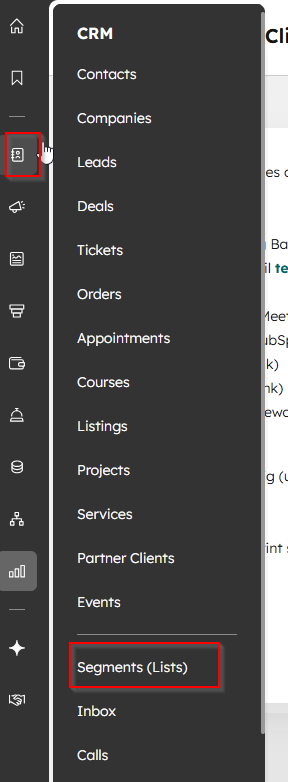HubSpot Menu Segments