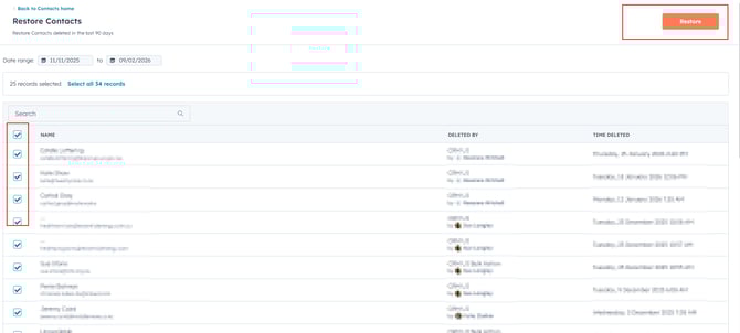 HubSpot Recycling Bin Restore