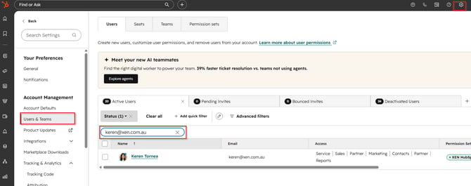 Users and Teams in HubSpot