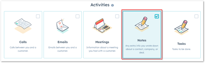 Tick Notes in the Activities section