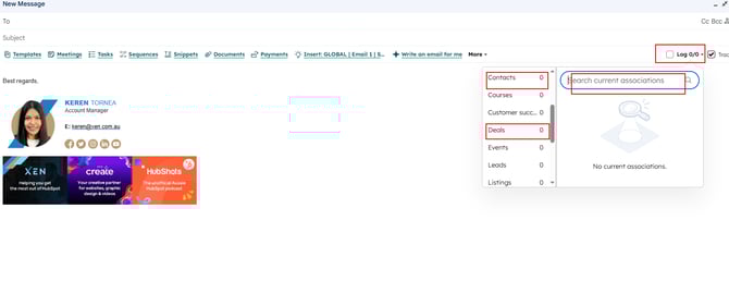 Log email to the correct association