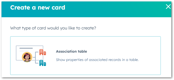 Association table - create card HubSpot record
