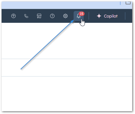 Notification section in HubSpot