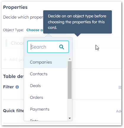 Choose the Object Type you'd like to be shown on the record
