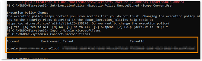 MS Teams Info on PowerShell 