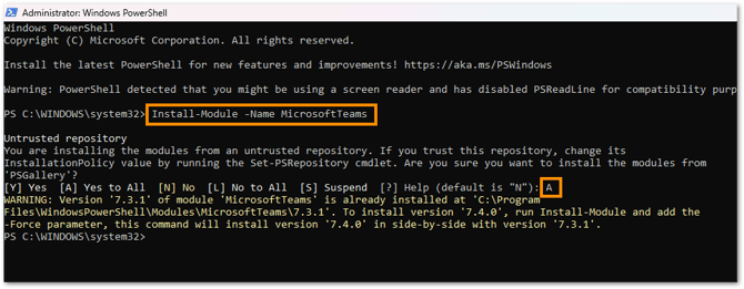 Install Teams PowerShell Module