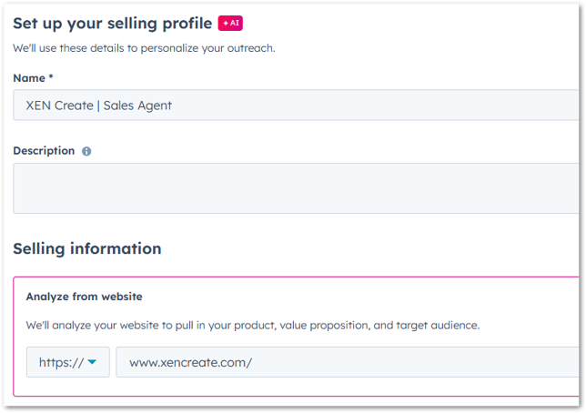 Add your website URL in order to auto populate fields in the Agent settings