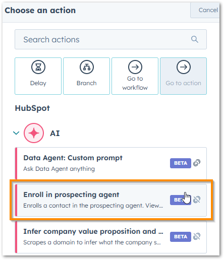 Enroll in prospecting agent