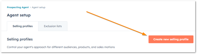 Create New in Prospecting Agent Setup