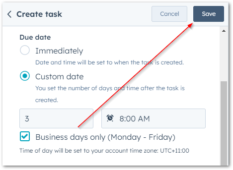 Save Workflow action changes