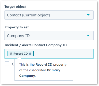 Sync Company Record ID to Contact