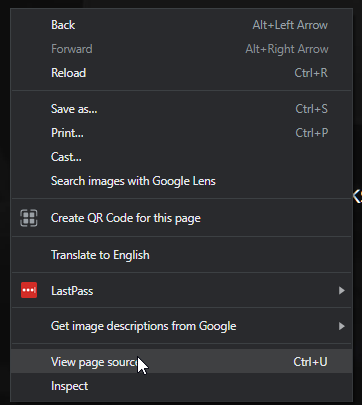 View page source