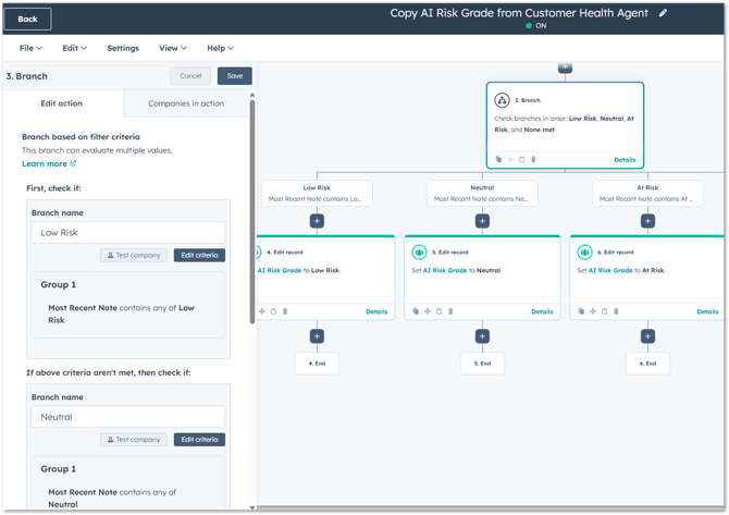 Workflow Branch - Copy AI Risk Grade from Customer Health Agent