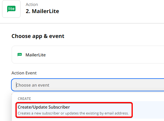 MailerLite Update/Create subscribers